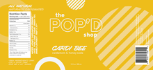 Load image into Gallery viewer, Label for The Pop'd Shop's Cardi Bee Cardamom and Honey Soda (145 calories/can)
