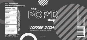 Nutritional Information and Ingredients for Coffee Soda the Sparkling Coffee Drink by The Pop'd Shop
